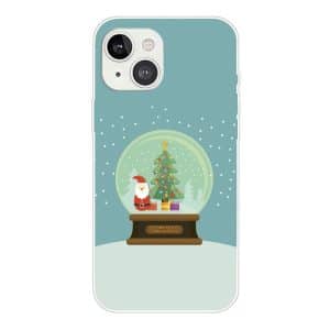 iPhone 13 Fleksibelt Plast Bagside Julecover - Merry Christmas - Snekugle med Julemand