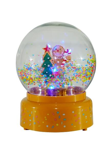 Condor Snekugle med gingerbread mand og multicolor sne 13x18 cm